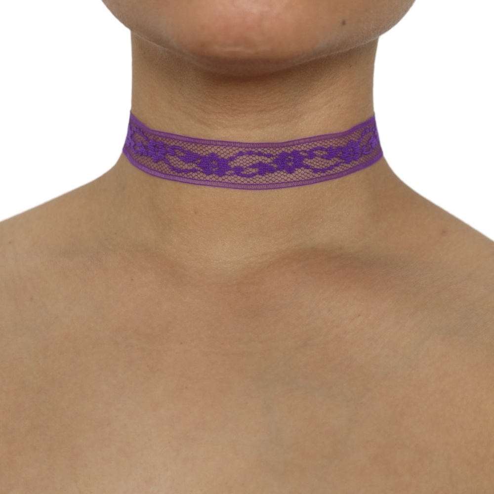Adjustable Purple Floral Delicate Vintage Lace Fabric Choker Collar Necklace